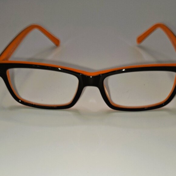 Kids Bold Two-Tone Rectangular Eyeglass Frames - Brown & Orange Sporty & Modern - Picture 3 of 6